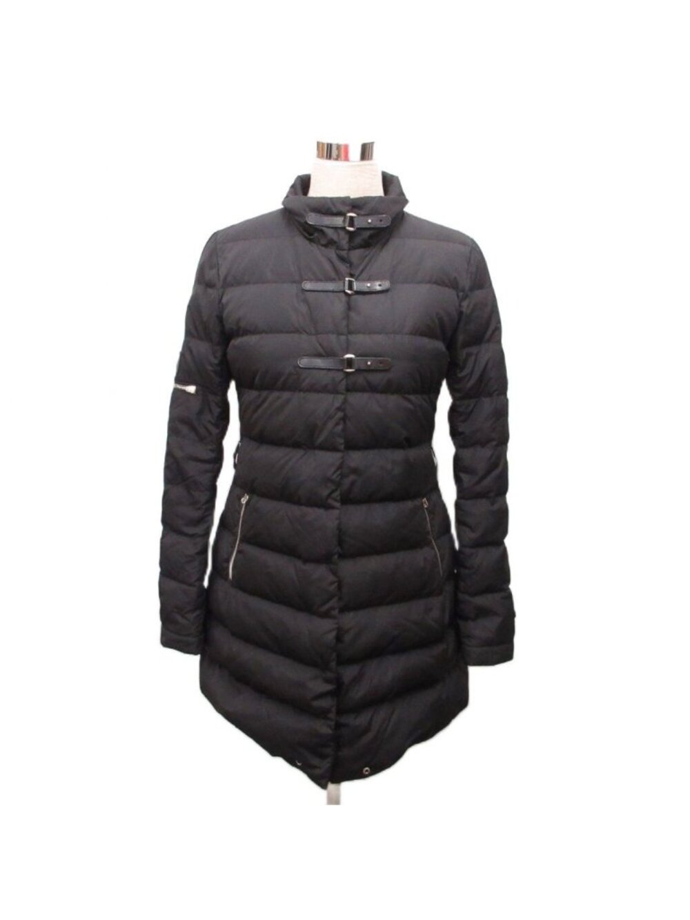 Dior Down Coat Logo Patch Strap Mid Length Black